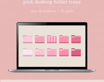 Iconos de carpeta rosa / Paquete de 10 para computadora (descarga digital)