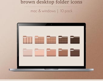 Iconos de carpeta marrón neutro / Paquete de 10 para computadora (descarga digital)
