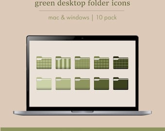 Iconos de carpeta verde / Paquete de 10 para computadora (descarga digital)