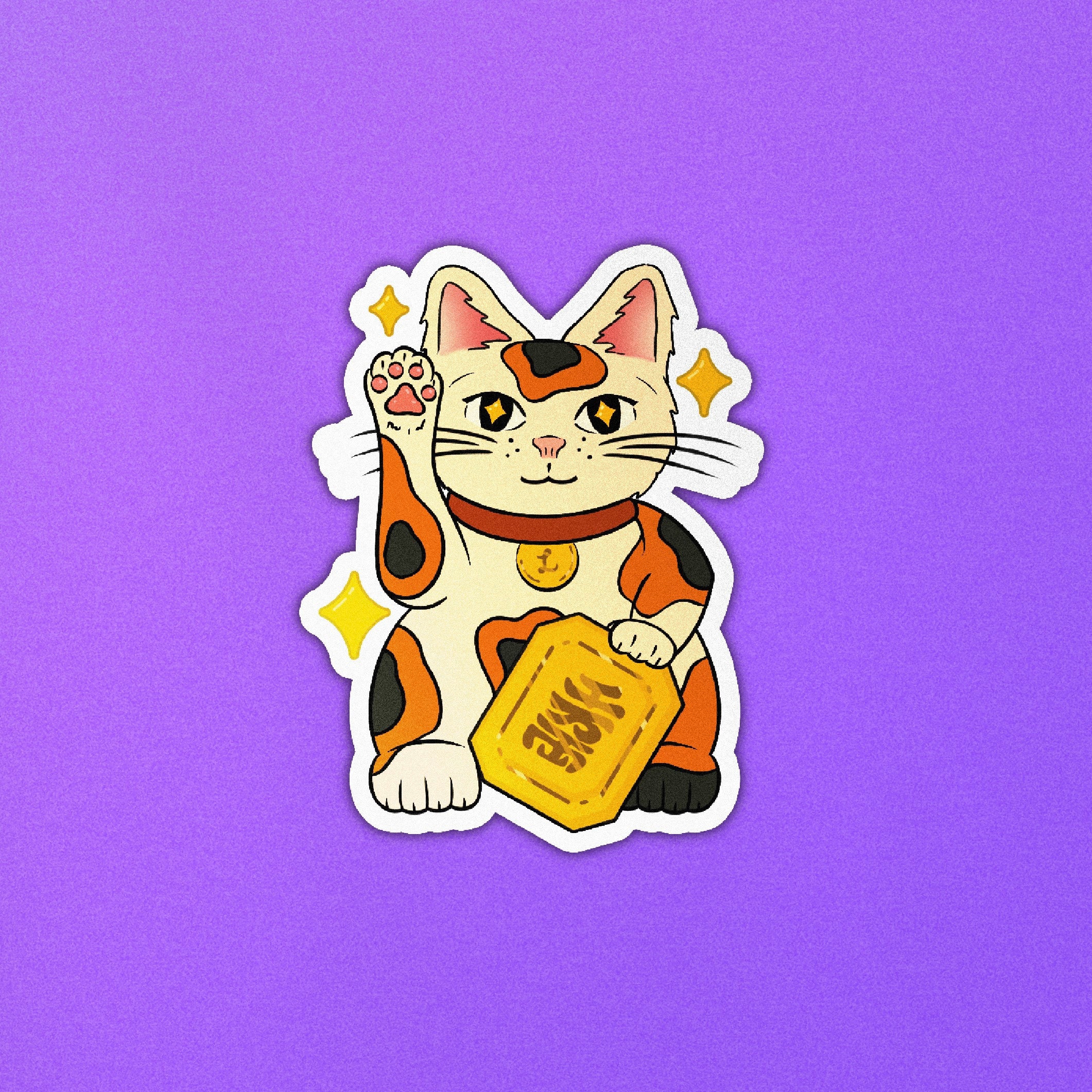 Lucky Cat Sticker Maneki Neko Matte 2.5 inch Vinyl Sticker Etsy
