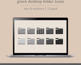 Iconos de carpeta en escala de grises / Paquete de 10 para computadora (descarga digital)
