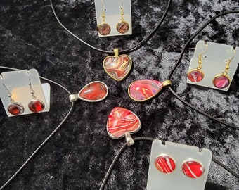 RED HOT Lovers Collection is romantic fluid wearable art for a lovely Anniversary gift or birthday gift. jewelry set. Mother's day gift