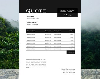 Professional Price Quote Templates for Business Owners - Editable, Instant Download, Quote Template Canva
