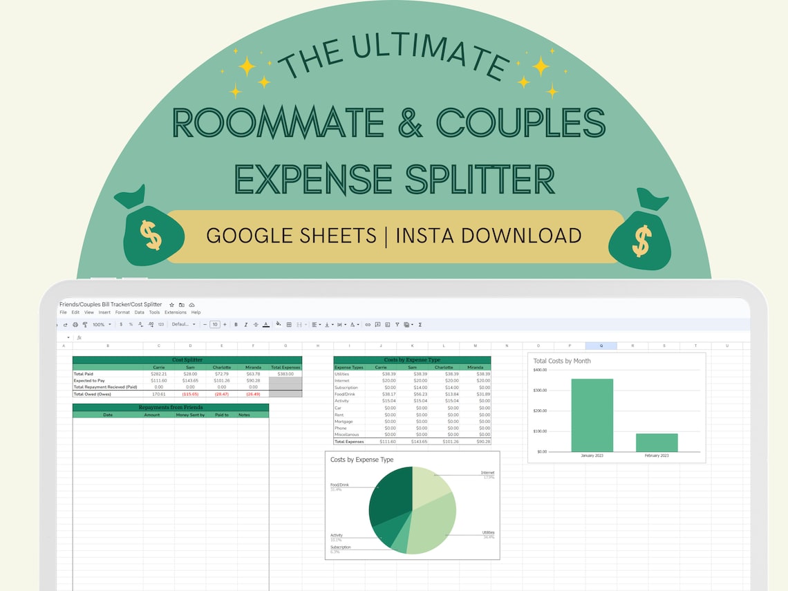 Roommates Couples Expense Tracker Cost Splitter Template Planner