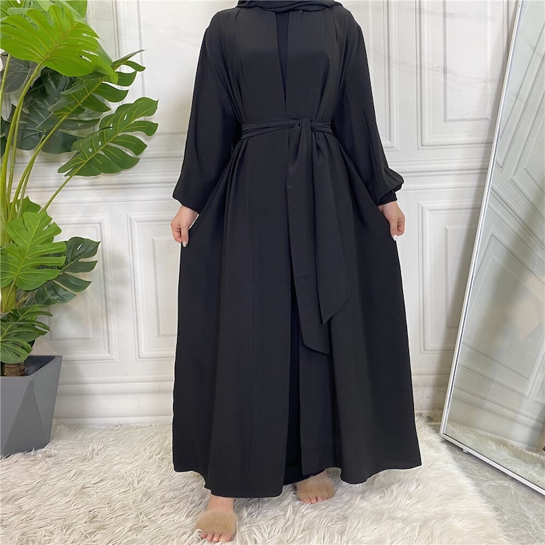 Open Abaya Maxi Dress With Matching Belt and Hidden Pockets - Etsy UK