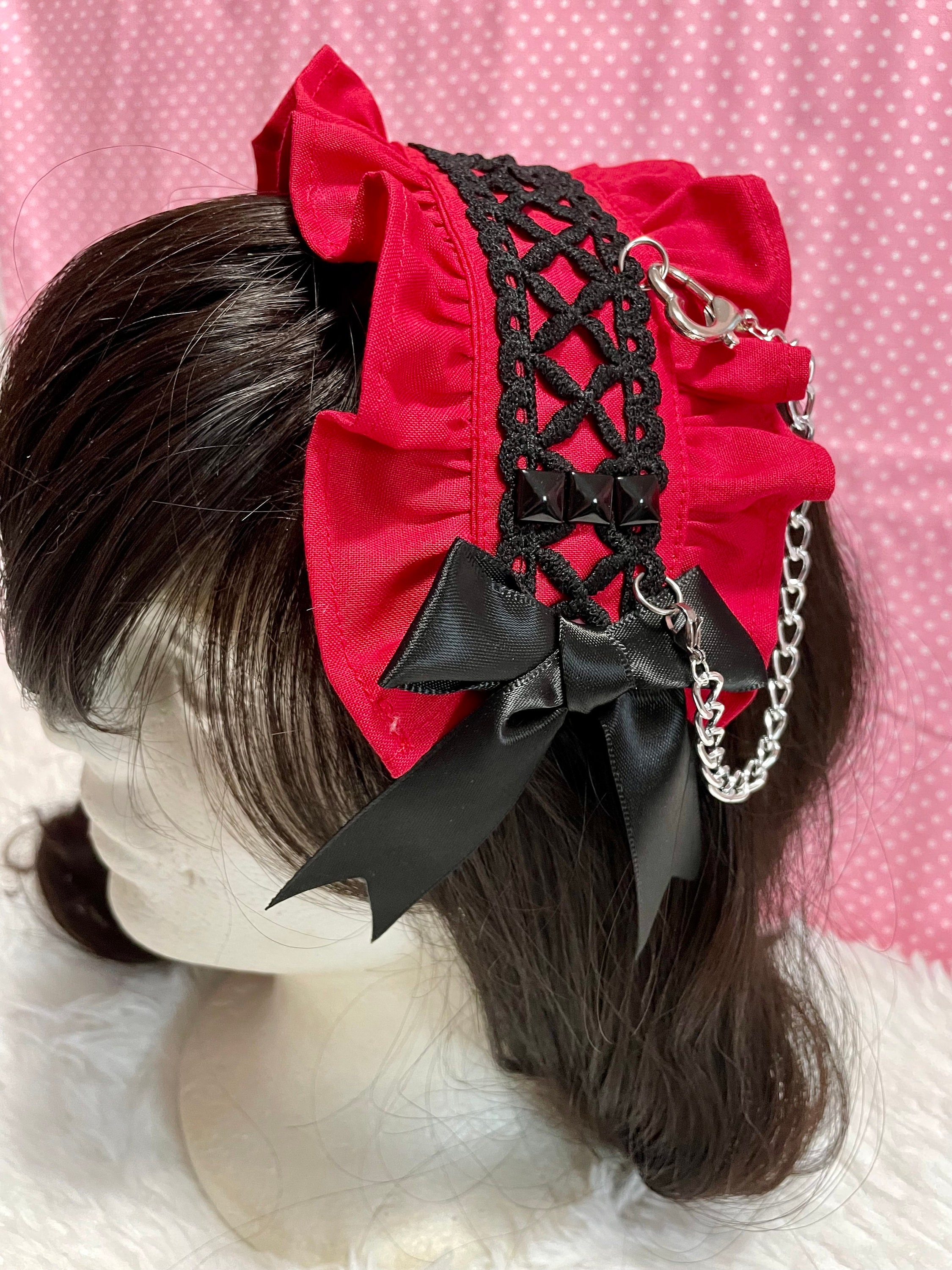 Black Punk Headdress- Chain, EGL, Kawaii, Goth, Jirai Black Punk Headdress- Chain, EGL, Kawaii, Goth, Jirai