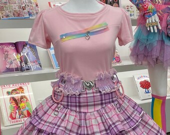 Pastel Rainbow Zipper Shirt- PRIDE Punk Kawaii Decora Kei