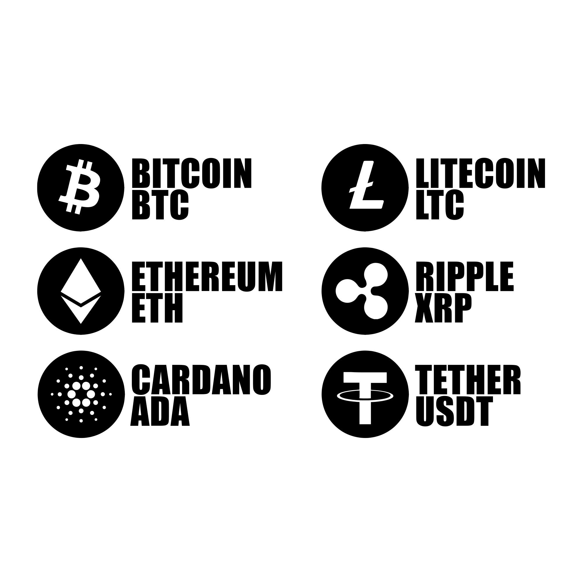 Crypto | Cryptocurrency (btc, Ltc, Eth, Xrp, Ada, Usdt) | Logos | Decal -  Etsy Canada