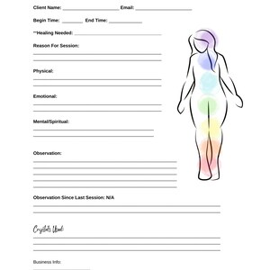 Chakra Clientform Digital Printable Chakra Balancing Client Reflection Form - Etsy