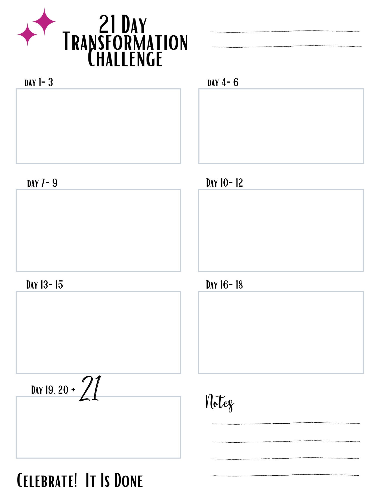 Vertical 21 Day Transformation Manifesting Digital Printable Planner - Etsy