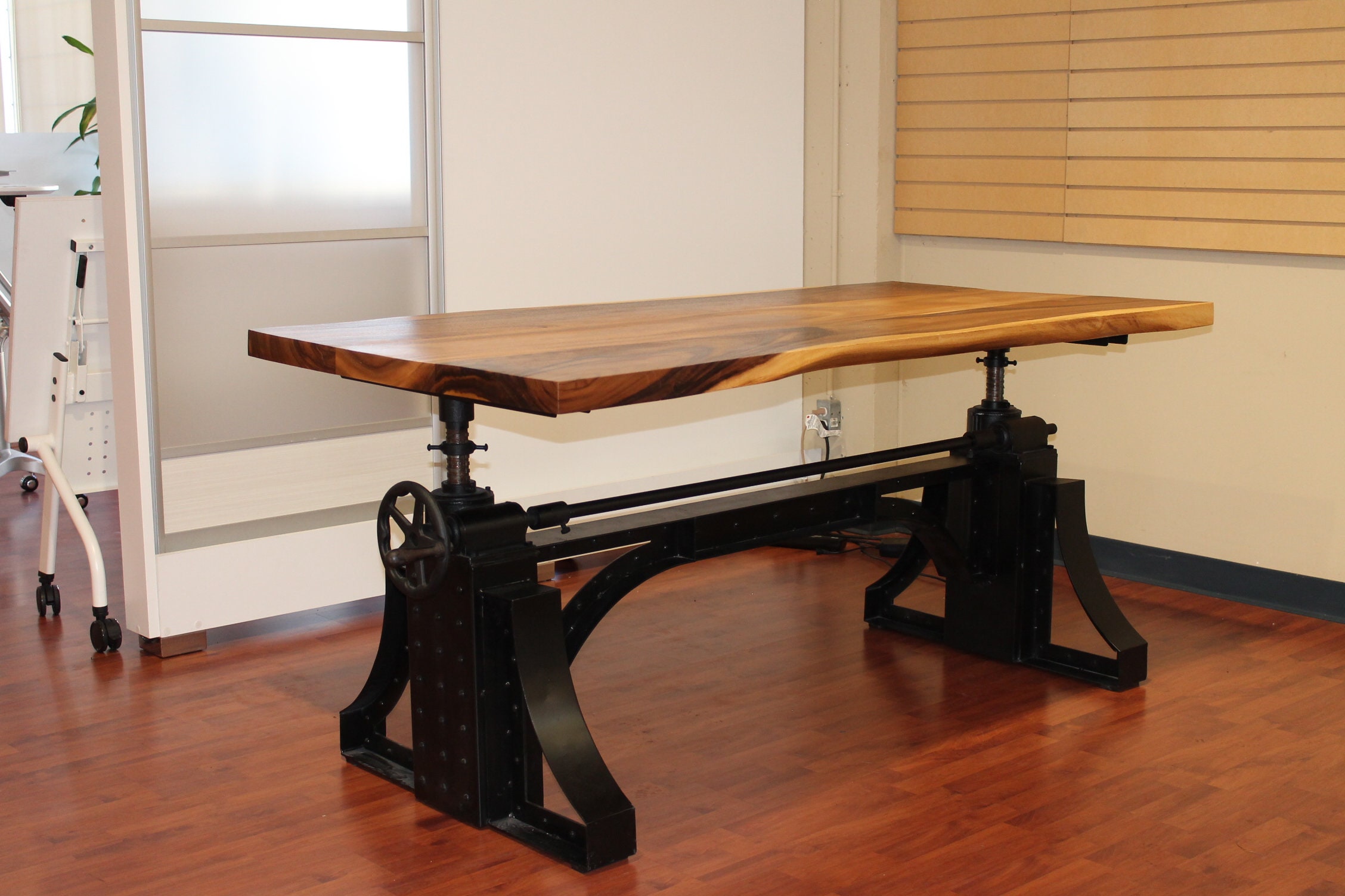 Industrial Desk Cast Iron Table Base for Dining Room and Office Height Adjustable Crank Desk Base the Badboii Etsy