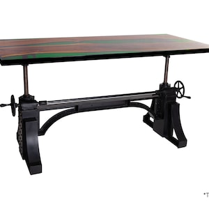 Stunning Industrial Cast Iron Dining Room Table, Conference Table, Office Desk Base - Crank Adjustable - The Badboii