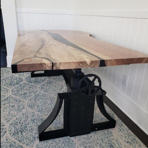 Stunning Industrial Cast Iron Dining Room Table, Conference Table, Office Desk Base - Crank Adjustable - The Badboii