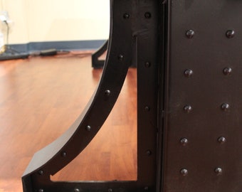 Industrial Cast Iron Crank Table Base: Adjustable Height Desk, Dining, Conference