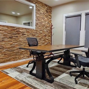 Beautiful Industrial Cast Iron Dining Room Table, Conference Table, Office Desk Base - Crank Adjustable - The Badboii