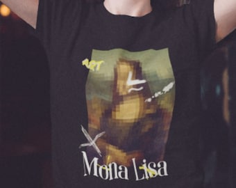 Pixel Mona Lisa Design Art Tshirt Sticker Coffee Mug Tote Bag Png Digital Printing Gift