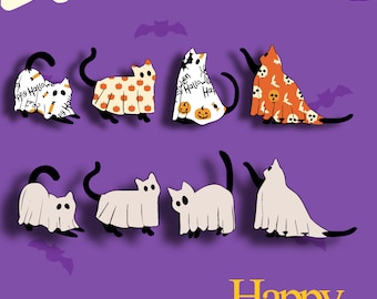 Halloween Cat & Ghost Digital Bundle - Svg Png Download - Ideal for Creating Halloween Crafts - Great Gift for Cat Enthusiasts