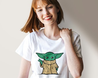 Baby Yoda Digital Design, Mandalorian'ın Baby Yoda SVG, Grogu Vector Art, Süperstar SVG, The Child Outline