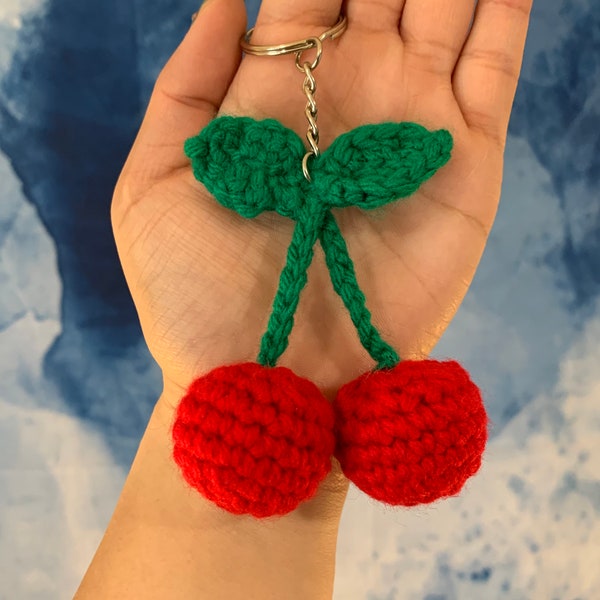 Handmade Crochet Cherry Keychain