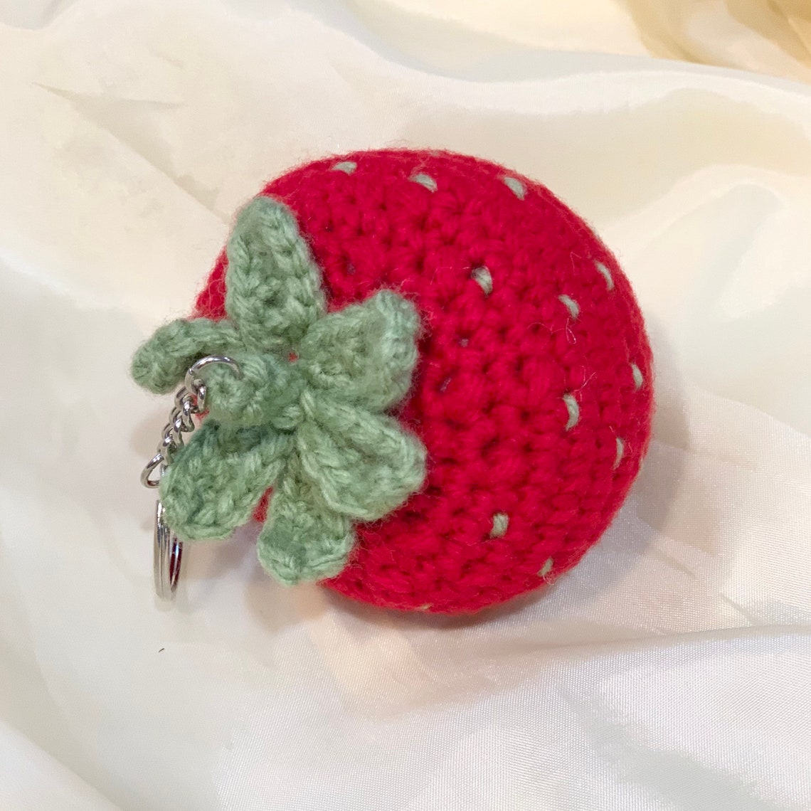 Handmade Crochet Strawberry Keychain Etsy