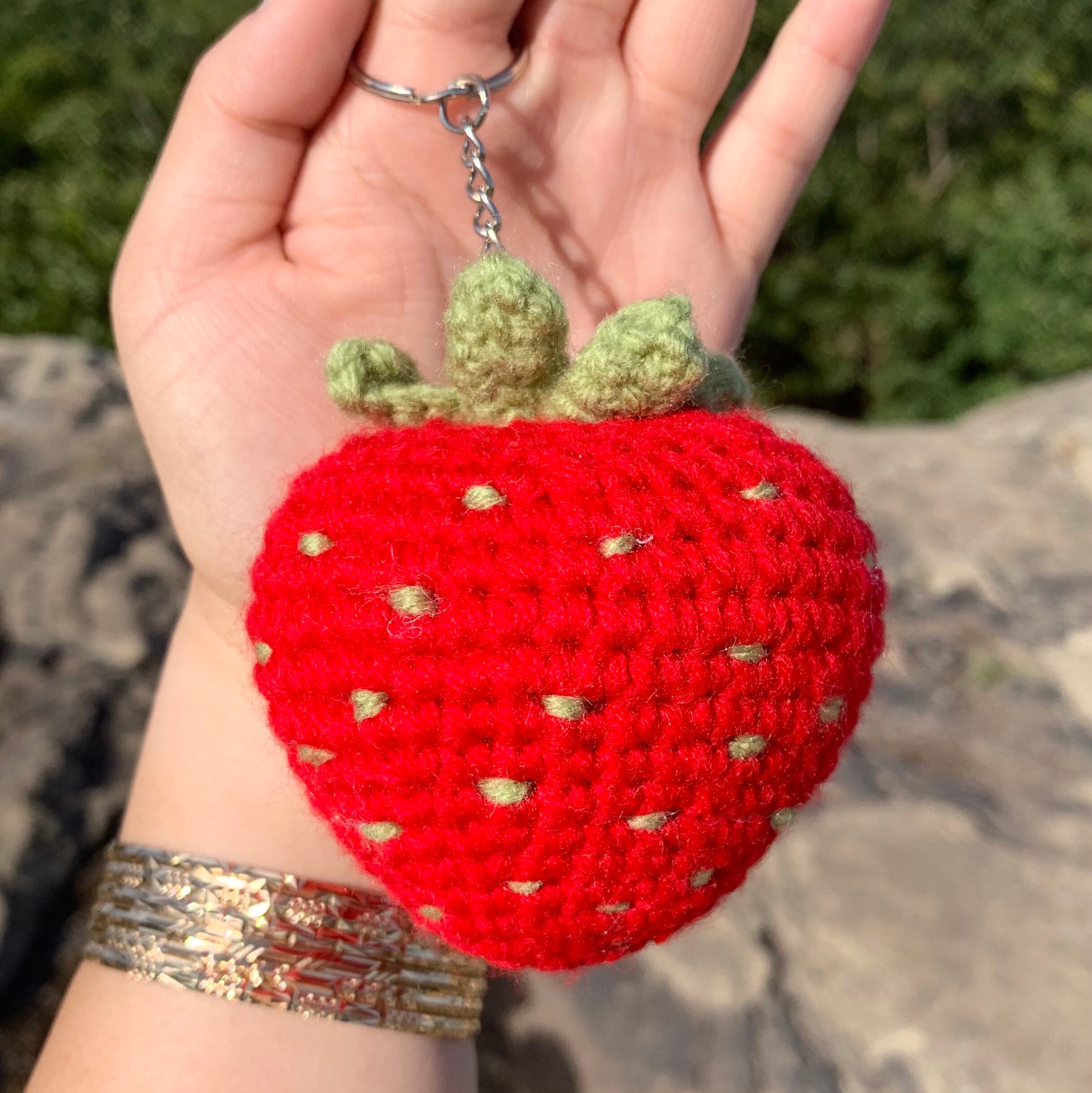 Handmade Crochet Strawberry Keychain Etsy
