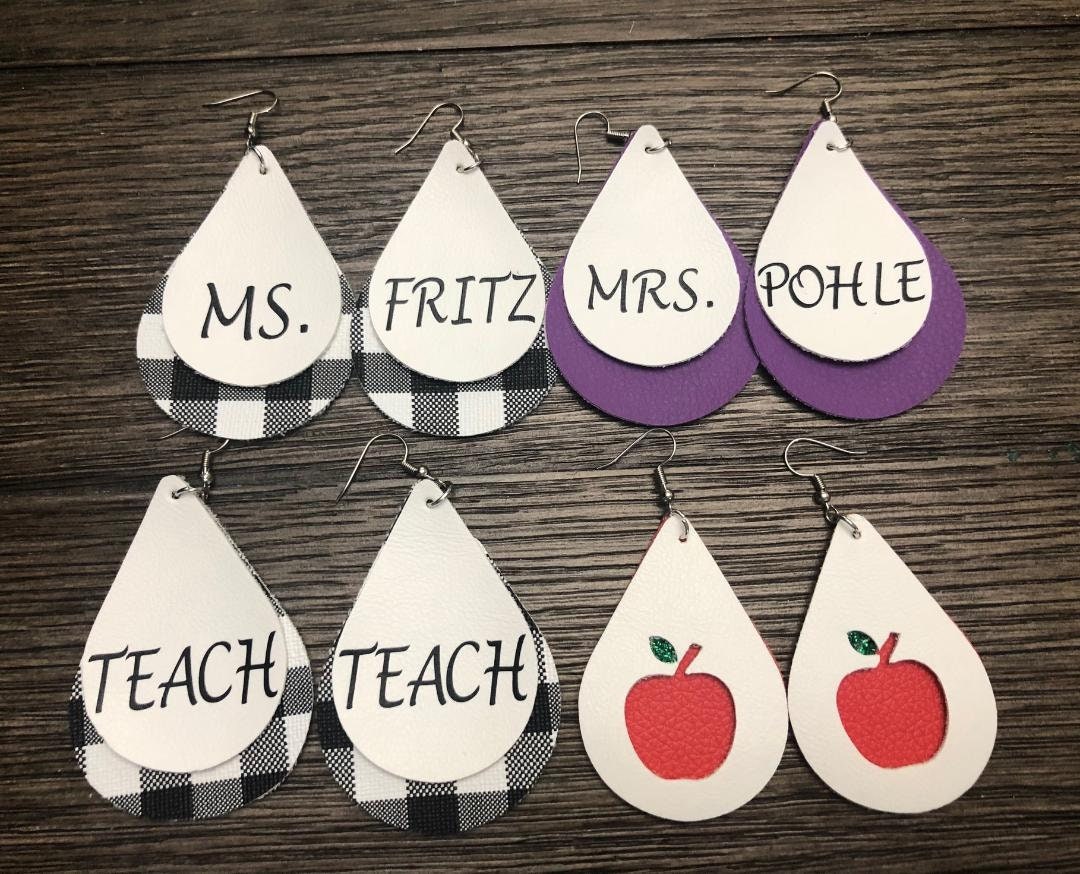 Customizable teacher earrings Etsy