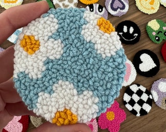 Sous-verres de voiture, jeu de 2 sous-verres faits main avec aiguille perforée