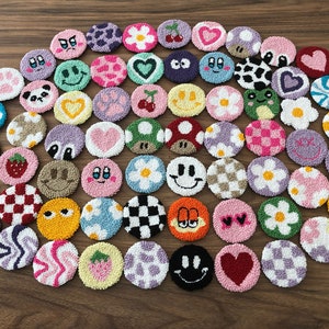 Set of 2 Punch Needle Car Coaster, Handmade Car Coasters, Personalized Coaster For Car Cup, Girlfriend Gift for New Car, Cute Car Coasters