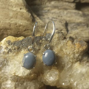 Your own stone cut and set into sterling silver dangle earrings