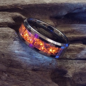 Michigan yooper glow wedding bands 8mm wide made to order in your chosen size and material