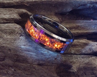 Michigan yooper glow wedding bands 8mm wide made to order in your chosen size and material