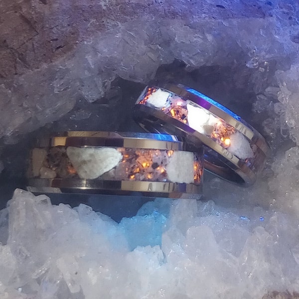 Petoskey and yooperstone wedding band in your chosen size, width and material