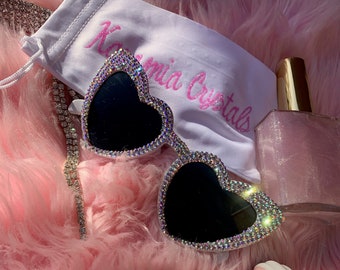 MADE TO ORDER Custom Swarovski Crystal Sunglasses- Heart