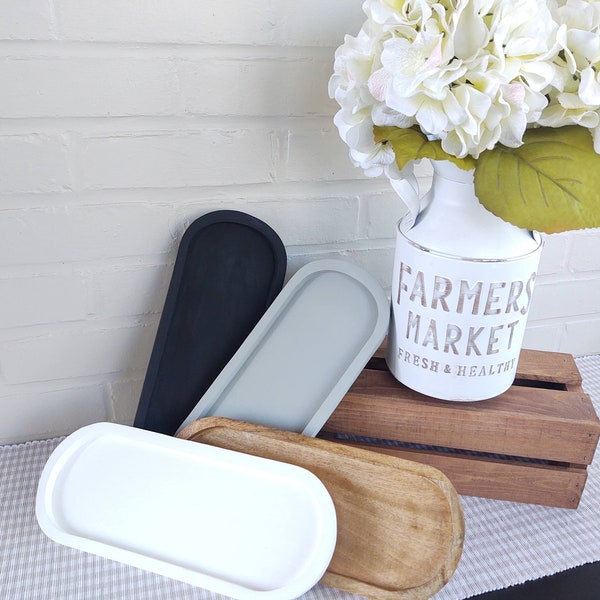 Decorative Wood Tray Oval 4 Colors Ready to Ship Home Decor Farmhouse Rustic