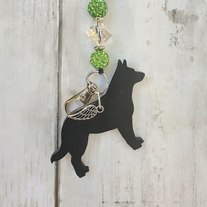 Perte d'un chien cadeau de sympathie breloque pour voiture commémorative pour animal de compagnie porte-badge pour animal de compagnie Husky husky sibérien ailes d'ange perles de lave cadeau pour amoureux des chiens