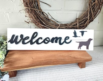 Letrero de bienvenida para Labrador Retriever, caza de patos, ánade real, labrador negro, labrador chocolate, labrador amarillo, labrador inglés, regalo para amantes de los perros