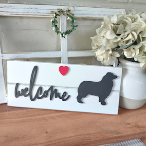 Australian Shepherd Welcome Sign Wood Aussie Hanging Sign Dog Lover Gift Home Decor