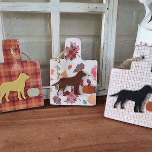 Labrador Retriever Fall Wood Tiered Tray Decor Shelf Decor Black Lab Chocolate Lab Yellow Lab Dog Lover Gift