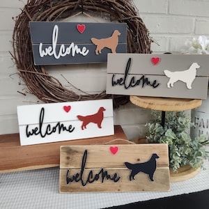 Golden Retriever Welcome Sign Wood English Golden Cream Golden Red Golden Hanging Sign Dog Lover Gift Home Decor Rustic Farmhouse