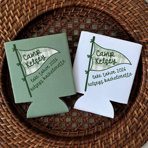 Custom Camp Bach Can Coolers, Camo Bachelorette, Custom Event Can Coolers, Bachelorette Party Favors, Custom Can Cooler, Birthday Can Cooler