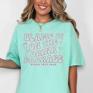 Blame It On The Drink Package Neon Comfort Colors Shirt, Cruise Shirt, Spring Break Shirt, Bachelorette Cruise Shirt, Funny Cruise Shirt