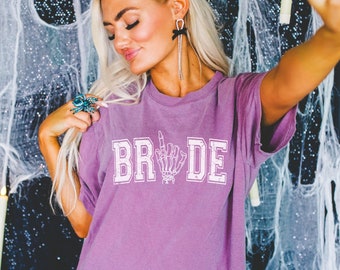 Bride Comfort Colors Shirt, Halloween Bride, Fall Bride Shirt, Spooky Bride, Engagement Gift, Gift for Bride, Skeleton Bride Shirt