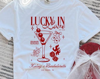 Lucky in Love Bachelorette Shirt, Sweatshirt, Comfort Colors Long Sleeve Shirts, Custom Vegas Bachelorette