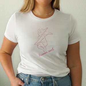 Heaven Sent Shirt, Coquette Shirt, Coquette Clothing, Preppy Shirt, Gift for Her, Soft Girl Aesthetic, Y2K, Girly Tee, Angelic Tee