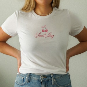 Sweet Thing Shirt, Coquette Shirt, Coquette Clothing, Preppy Shirt, Gift for Her, Soft Girl Aesthetic, Y2K, Girly Tee, Trendy Tee, Cherries