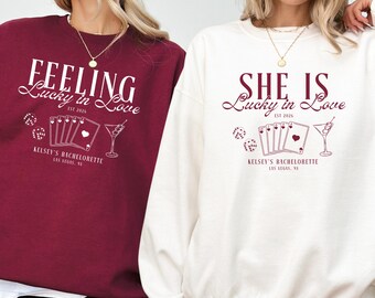 Lucky in Love Bachelorette Sweatshirt, Comfort Colors Long Sleeve Shirt, Shirt, Custom Vegas Bachelorette