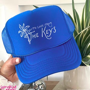 With Love From Custom City Trucker Hats, Bachelorette Trucker Hats, Bachelorette Favors, Beach Bach, Coastal Bachelorette, Custom Hats