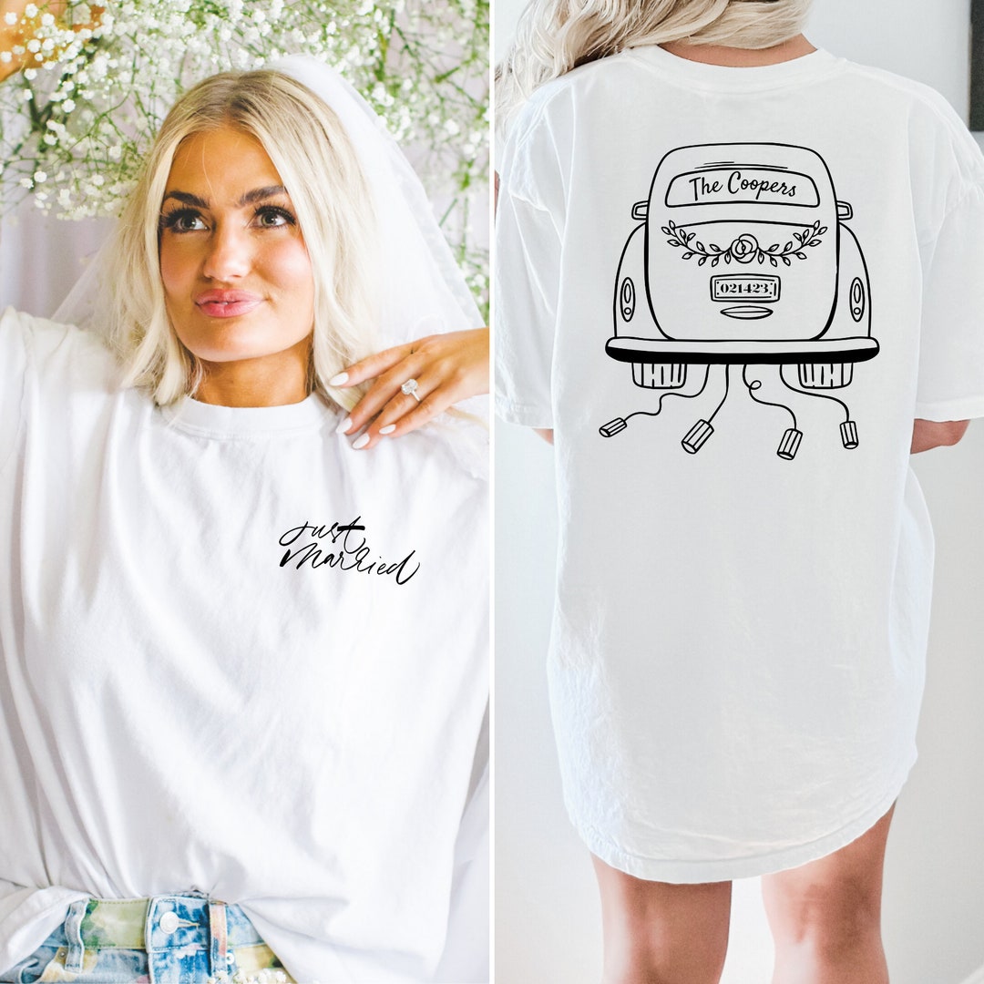 Custom Bride Comfort Colors Shirt, Custom Just Married Shirt, New Bride ...