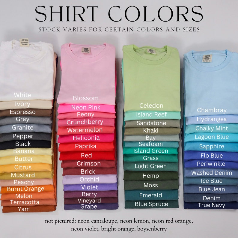 a group of shirts with different colors on them