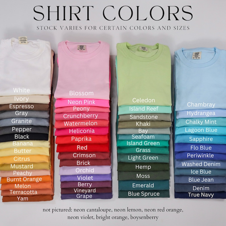 a group of shirts with different colors on them